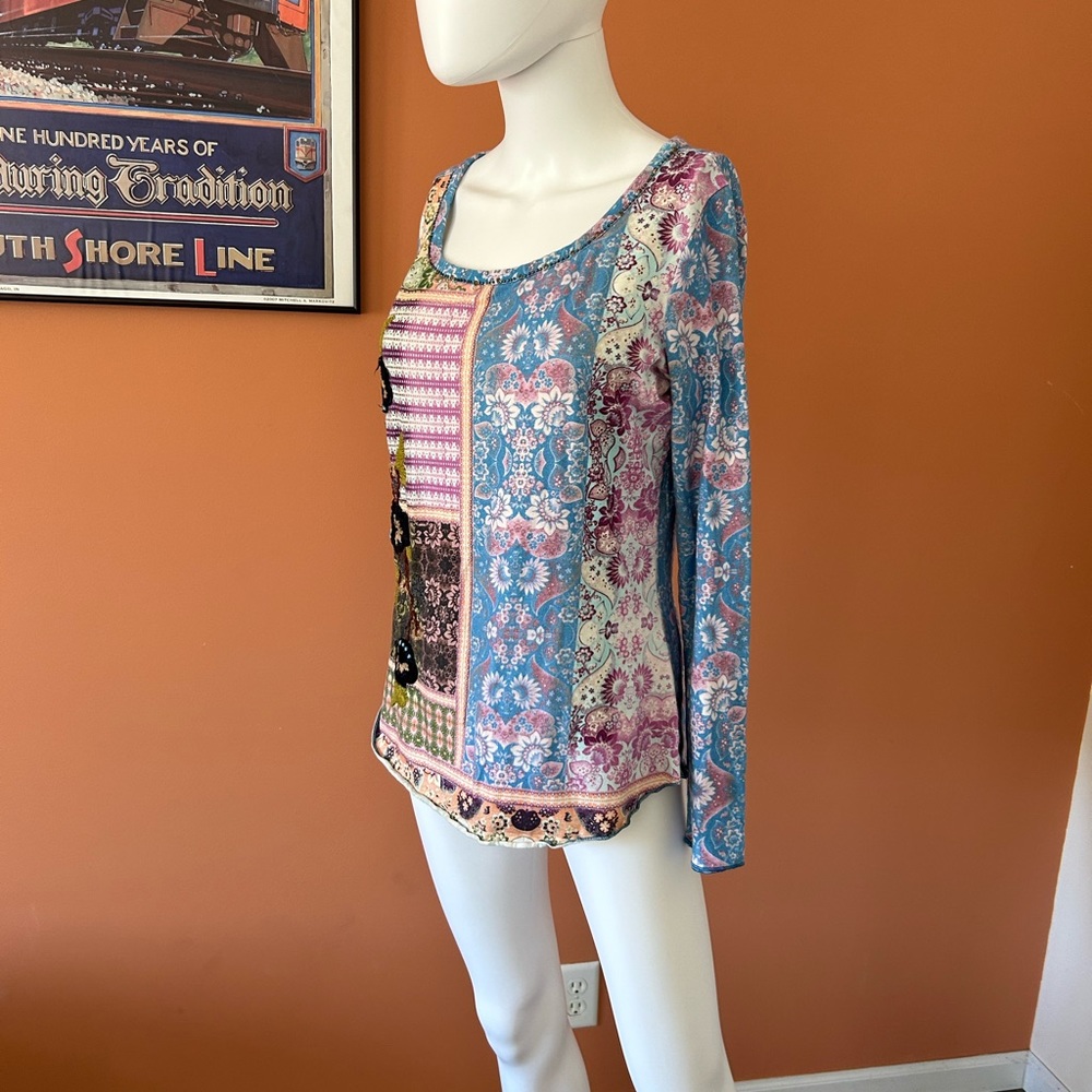 Sundance Multi-Pastel Patterned Pullover Long-Sle… - image 4